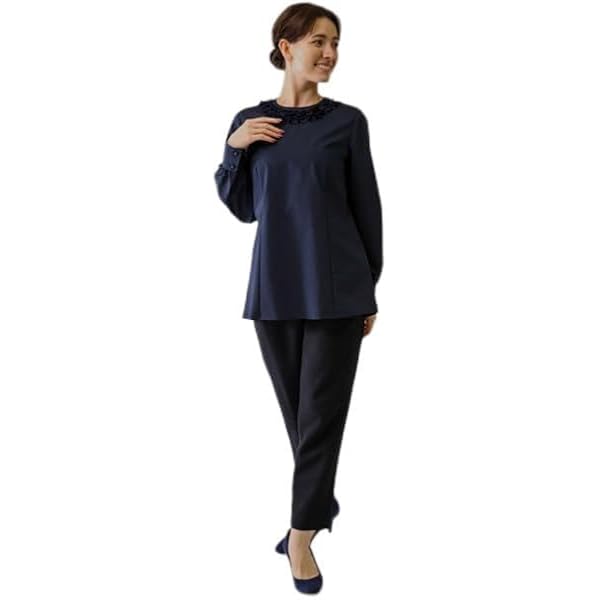 SONO NAVY Dot Jacquard ラウンディッシュフレアチュニック SONO NAVY Dot Jacquard ラウンディッシュフレアチュニック